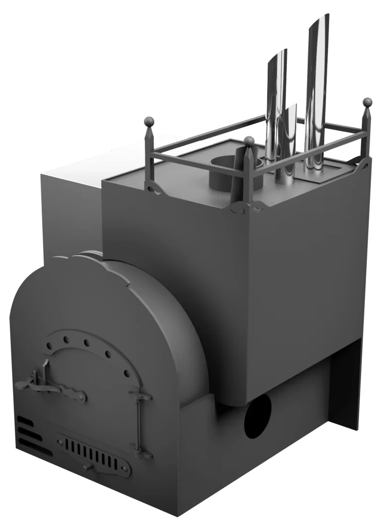 Печь Горыныч Мини, каменка закрытая с парогенератором с правой стороны, система воздушного отопления фото в Уфе