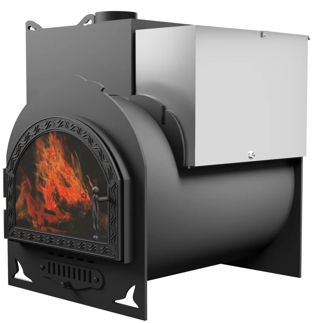 Печь Горыныч Мини, каменка с левой стороны, средняя дверь со стеклом фото в Уфе