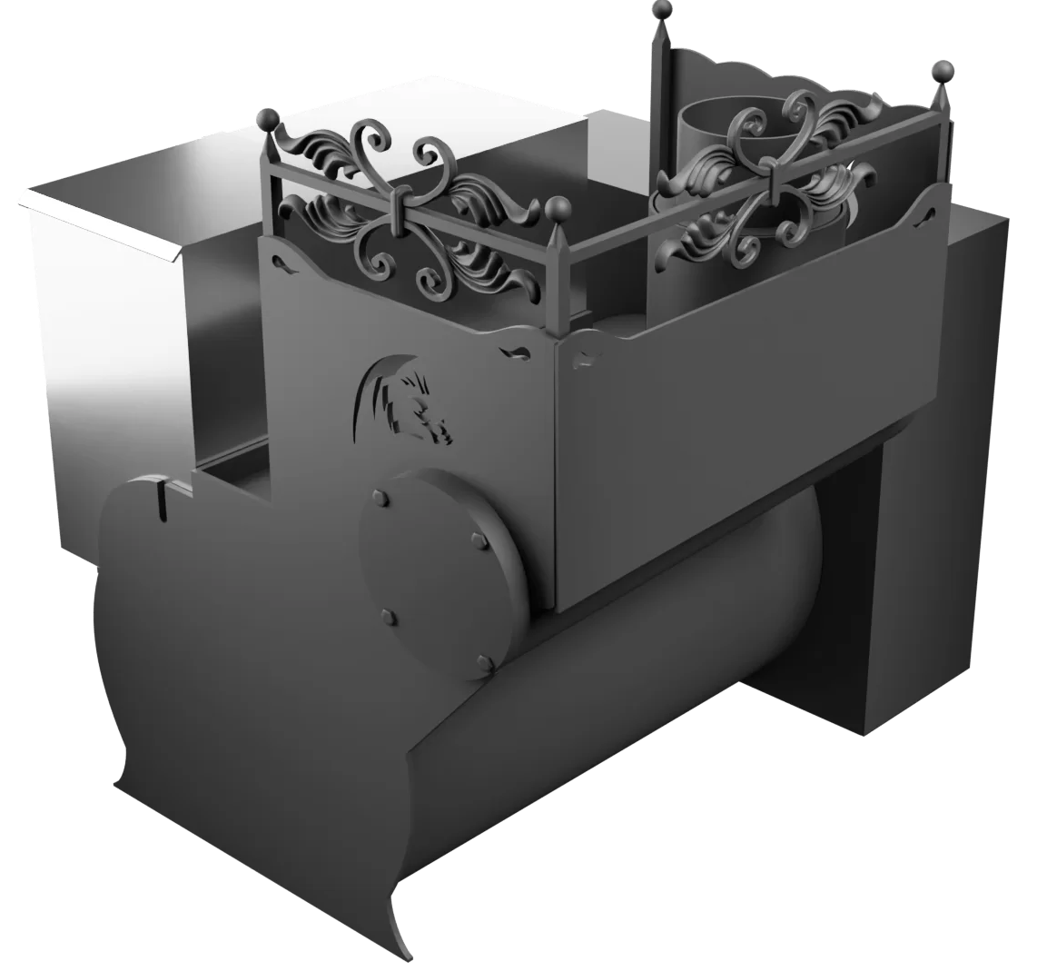 Печь Горыныч 3, каменка с левой стороны, большая дверь со стеклом, естественная система воздушного отопления фото в Уфе