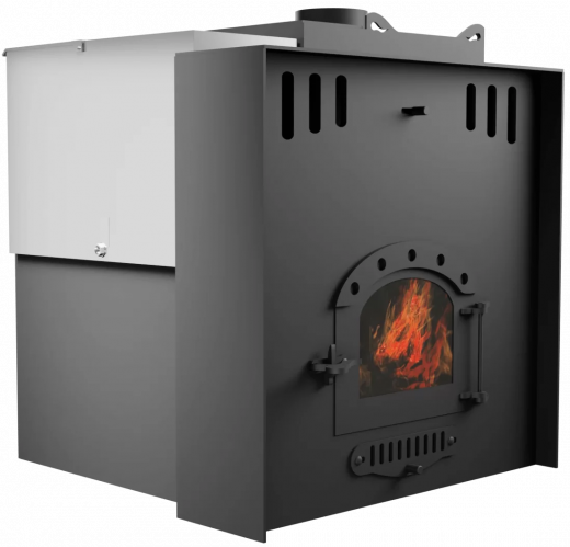 Печь Горыныч Мини, каменка с правой стороны, малое стекло, система воздушного отопления с порталом фото в Уфе