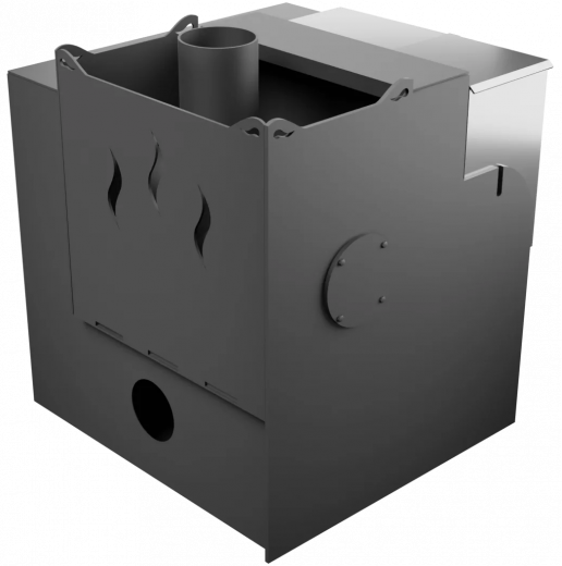 Печь Горыныч Мини, каменка с правой стороны, малое стекло, система воздушного отопления с порталом фото в Уфе